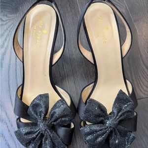 kate spade Black Bow Open-Toe Slingback Heels